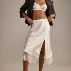 NWT By Anthropologie Bias-Cut Lace-Trim Midi Skirt